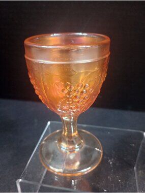 Antique Dugan Golden Harvest Marigold Carnival Glass Stemmed Cordial Glass